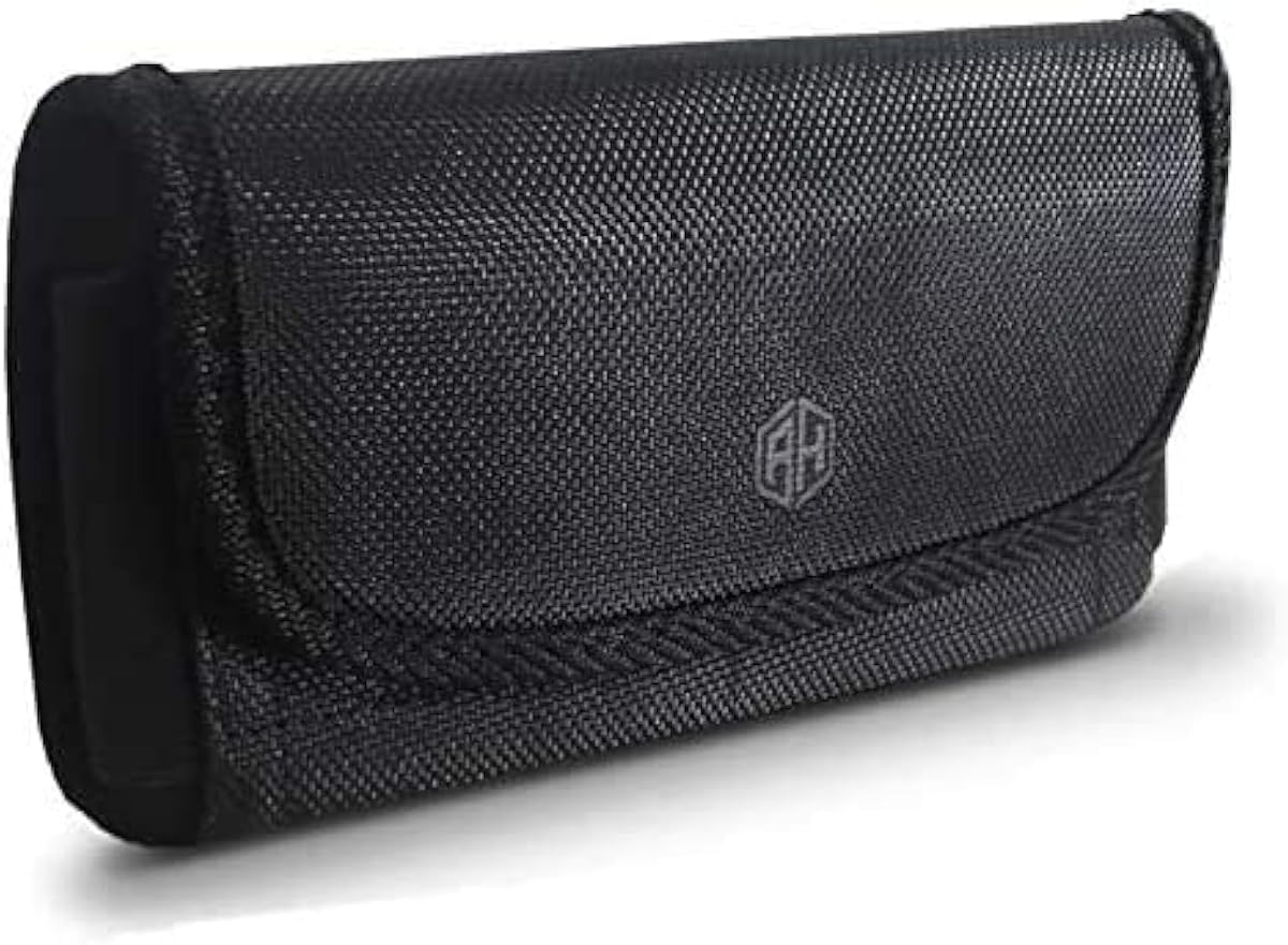 Bolsa para teléfono celular de nailon de grado militar AH - Soporte de clip para trabilla de cinturón, se adapta al iPhone 13/14 Max/Pro, S20 Plus, Otterbox (grande)