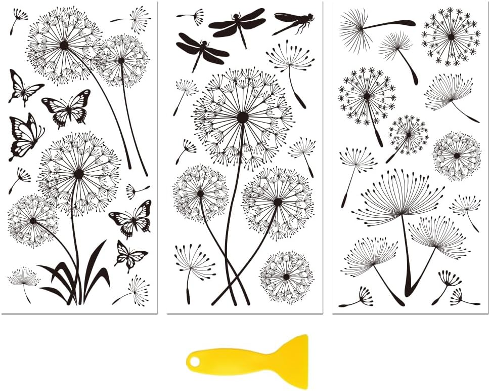 転写ステッカー｜カスタムステッカー｜StickerApp Peacoblue 家具クラフト装飾用転写転写ステッカー6インチx12インチ タンポポ、3枚 防水 UV DTF 転写 引き出しドレ