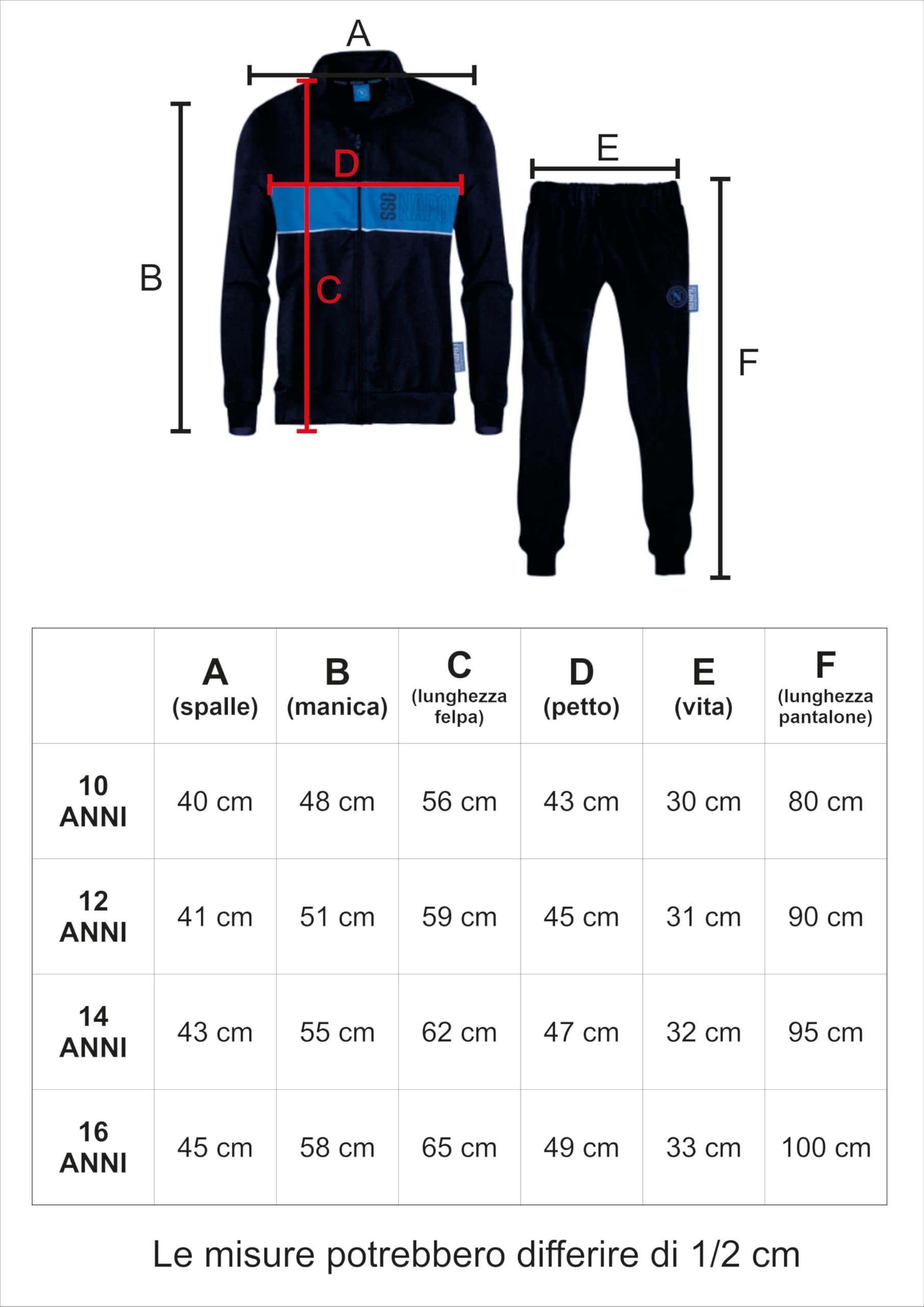 Generico Tuta Napoli Cotone Garzato Tuta Homewear Full Zip | Pigiami Calcio Personalizzati Con Nome e Numero PS 46643