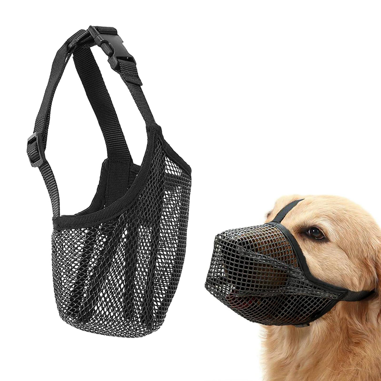 Bozal Perro, Bozal para Perros Grandes Mediano para No Morder Bozal Anti Ingestas Bozal de Malla para Perros Grandes Transpirable Ajustable para Evitar Masticar Ladrar para Perros de Oltre 40 KG (XL)