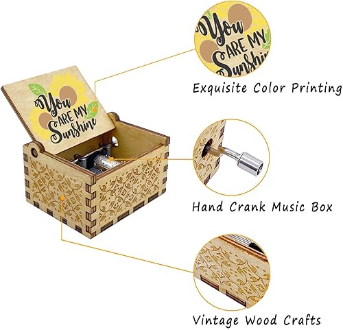 Miniatura 4 de You Are My Sunshine - Caja de música con diseño de girasol, regalos únicos para cumpleaños, aniversario, Navidad, día de San Valentín, día de la
