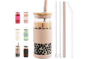 Glass To Go Cup: Reusable Iced Coffee Cup with Bamboo Lid & Straw