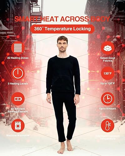 Miniatura 8 de Conjunto de ropa interior térmica eléctrica para mujer, 22 zonas de calefacción, calefacción eléctrica con USB, equipo de caza de invierno