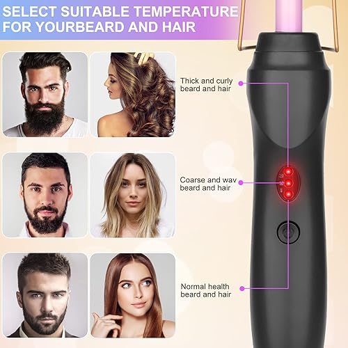 Miniatura 2 de Hot Comb - Cepillo portátil de cerámica antiquemaduras para alisar y rizar el cabello con plancha plana térmica, alisador de barba para viajes