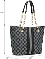 Vista 14 de Montana West Bolso de mano para mujer con asa superior con cadena Gris/Negro