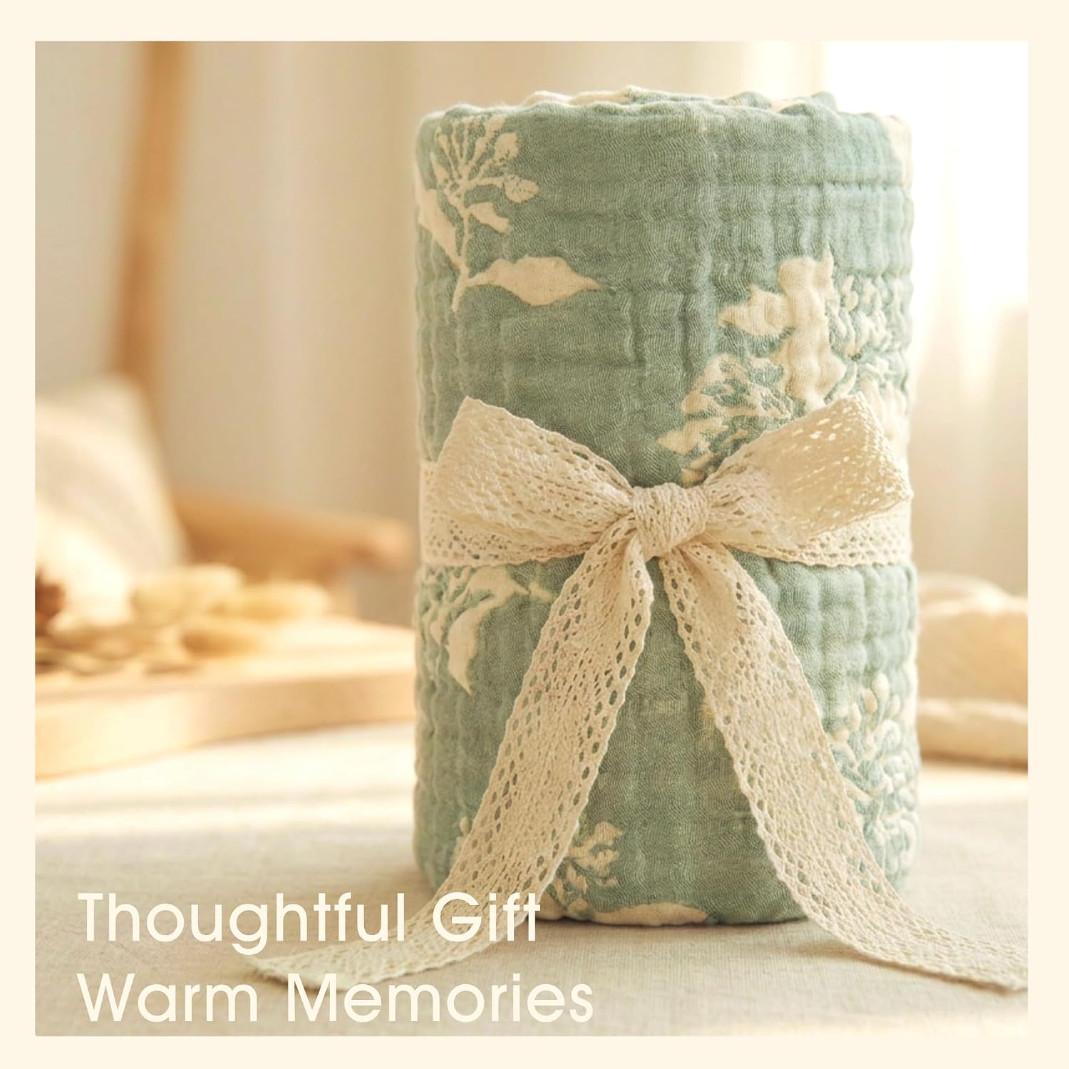 Ultra Soft Muslin Baby Blanket,A Versatile Swaddle and Bed Blanket for Babies, Toddlers, Boys, and Girls (Sage Green Botanical)