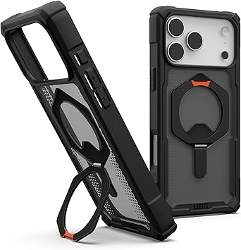 URBAN ARMOR GEAR UAG Designed for iPhone 17 Pro Max Case with Kickstand Plasma XTE - Compatible with MagSafe Transparent Military Grade Protective Cover, Black/Pop Orange