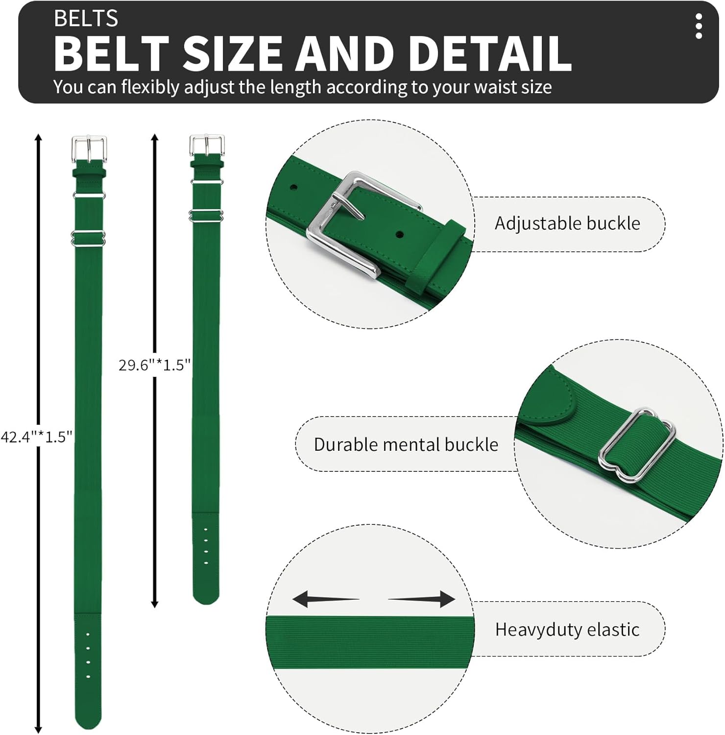 QBK Youth Baseball Socks & Belt Combo Set for Kids 2-16 Years -Softball/Tee Ball Accessories (1 Pair + 1 Belt, Unisex) - Image 5