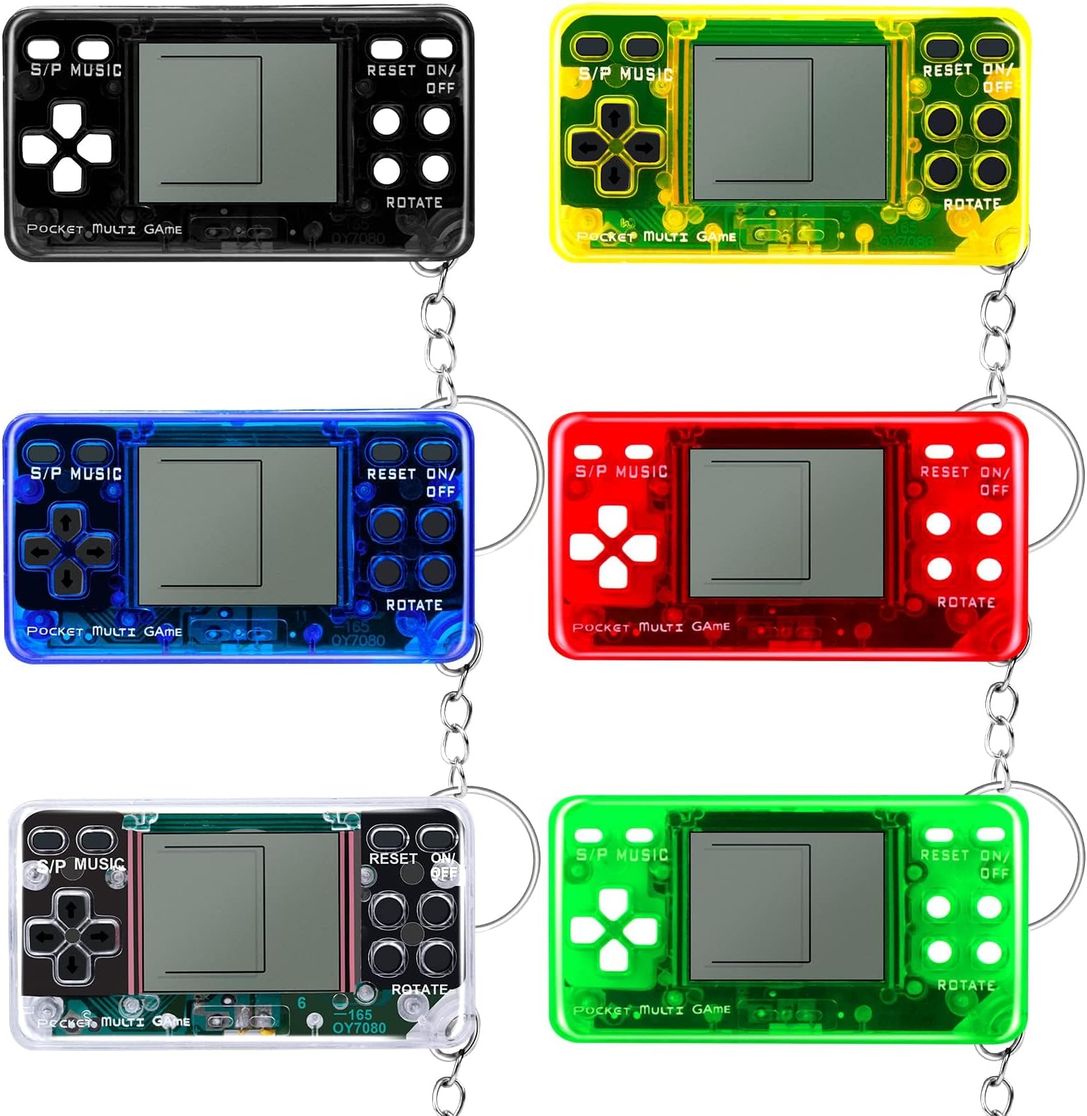6Pcs Video Game Party Favors Keychain 6 Colors Gamer Supplies For Kids Favors(Random Color)