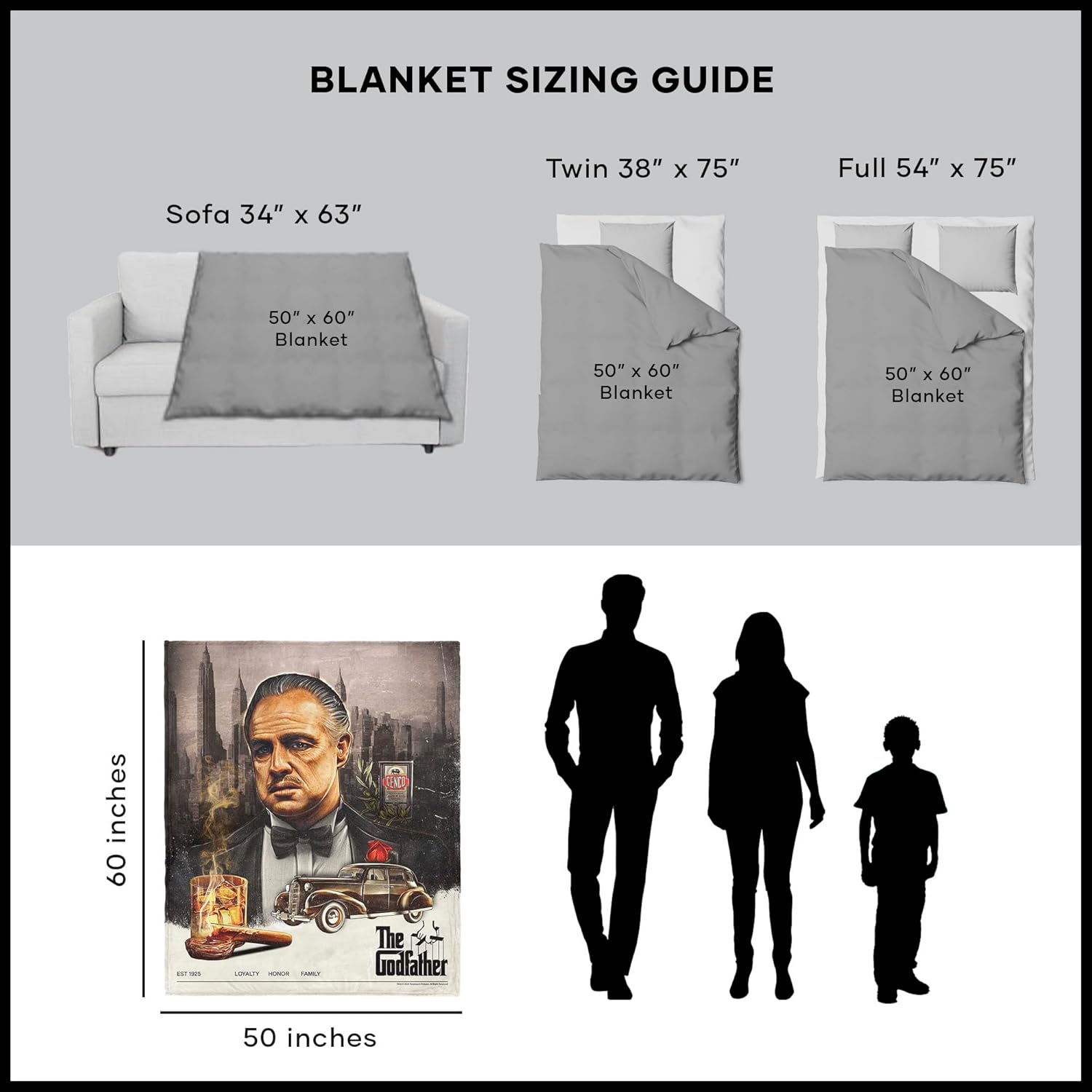 NORTHWEST The Godfather Silk Touch Throw Blanket, 50" x 60", Poster