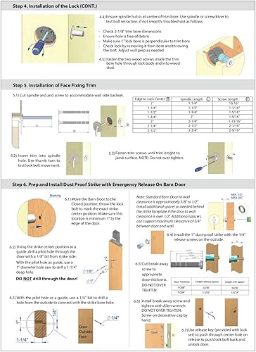 Miniatura 8 de INOX EC1216-BD4214-19G Cerradura de privacidad para puerta de granero, rosa redonda, 2-14 pulgadas BS, TT16 Turn, 19G, 2.25 pulgadas de cara, negro