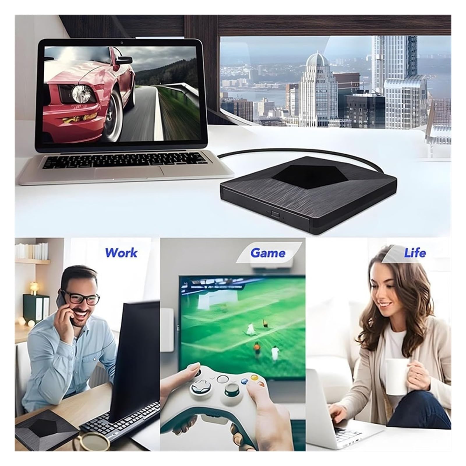 unità Dvd Blu Ray Esterna USB 3.0 Lettore CD RW Portatile Ottiche for Computer Portatili PC Notebook Masterizzatore Processo di Riproduzione Chiaro