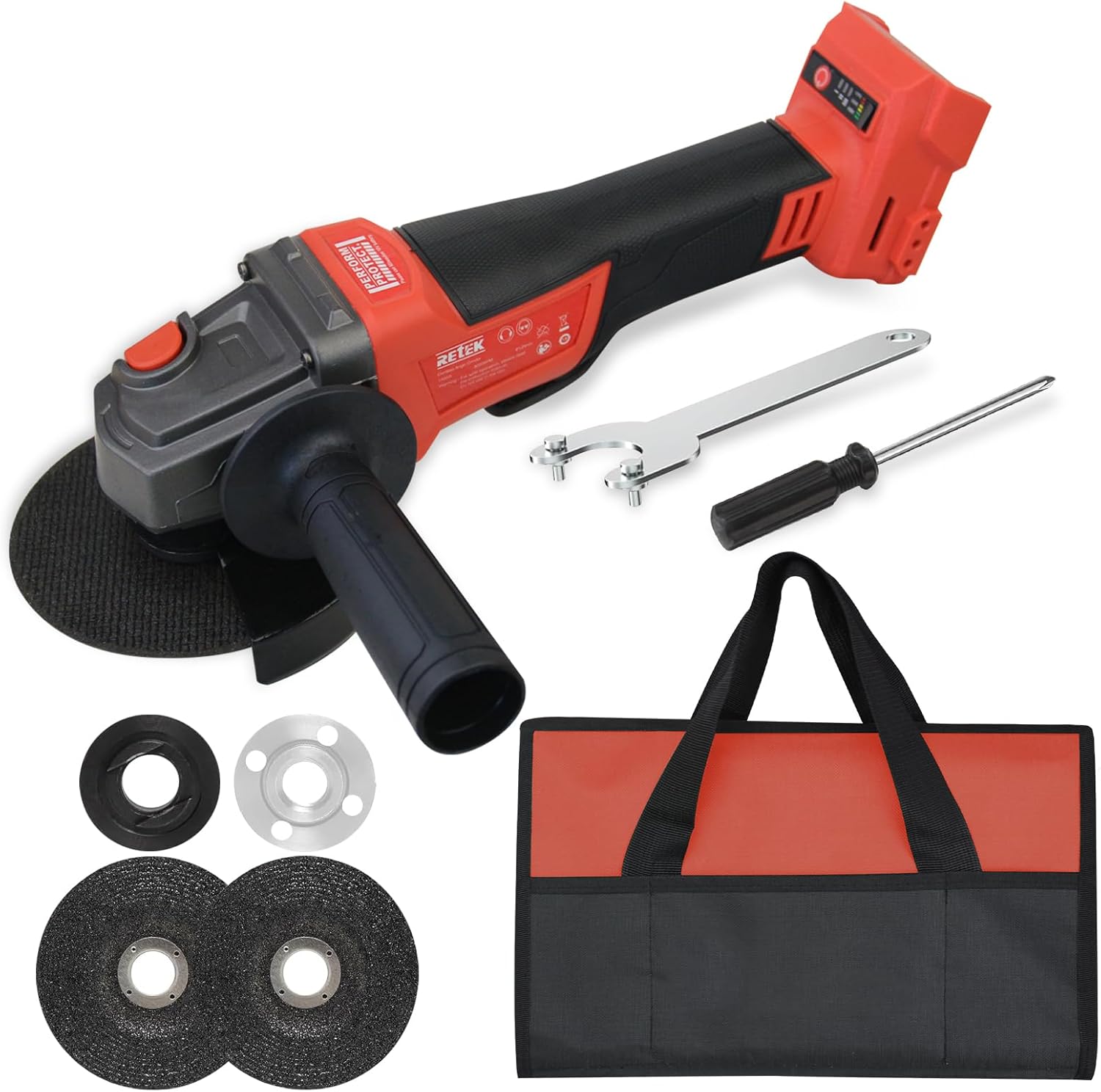 Angle Grinder fit milwaukee 18V Battery, 8000 RPM Brushless Motor, High Performance Cordless Grinder with 3 4-1/2 Inch Wheels & Tool Bag, for Cutting, Grinding, Polishing Metal (Tool Only)