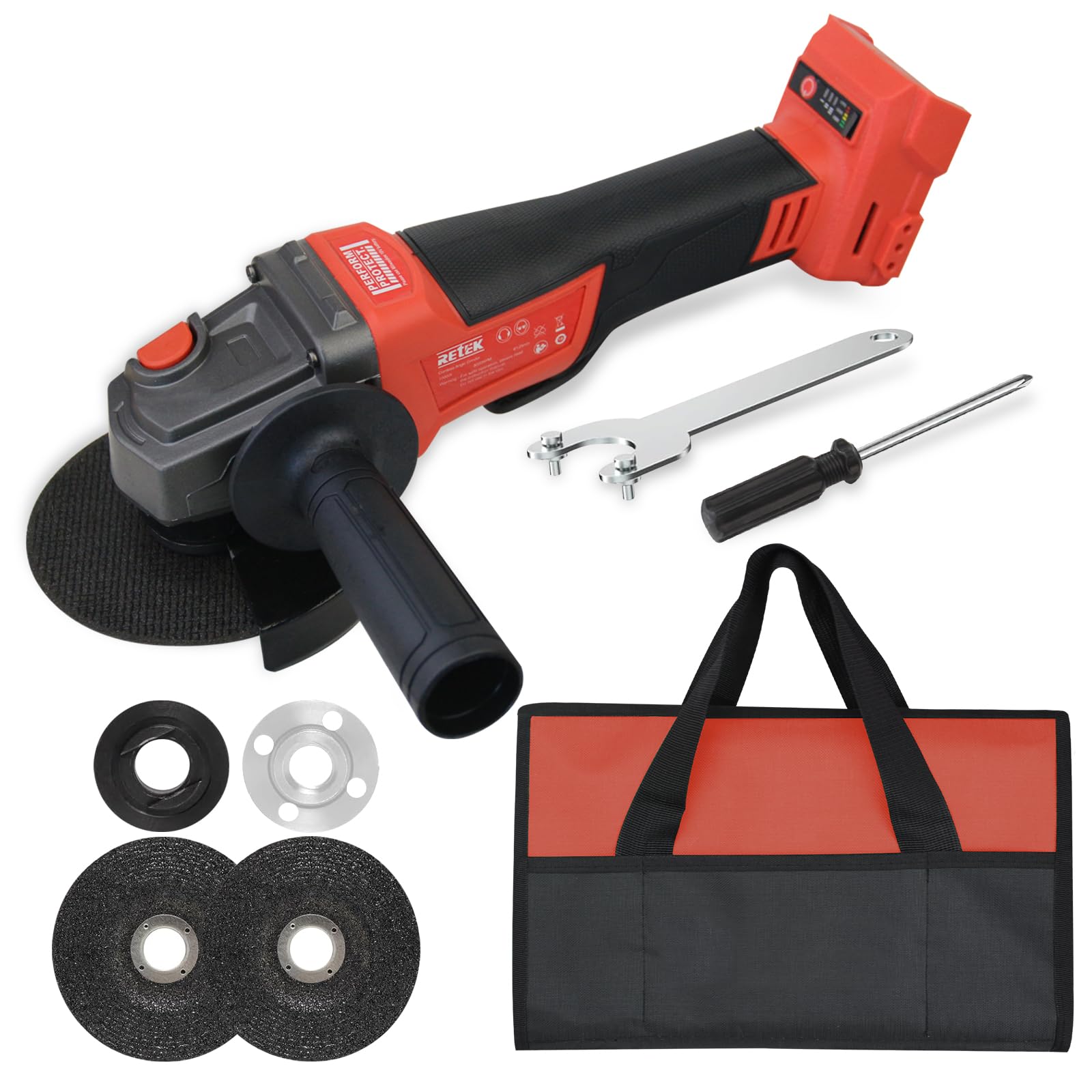 Amoladora inalámbrica de 8000 rpm con motor Brushless y bolsa de herramientas
