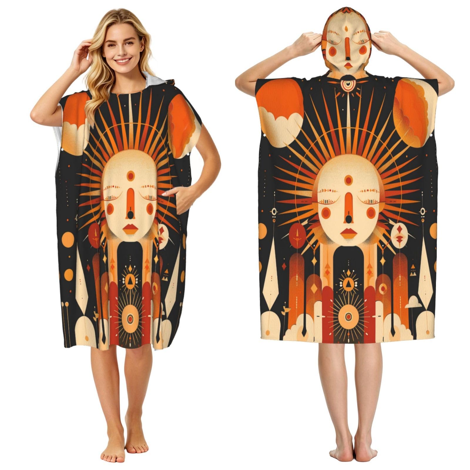 KLGRTJHK Sun Festival Adult Hooded Beach Poncho Towel 43"X35"