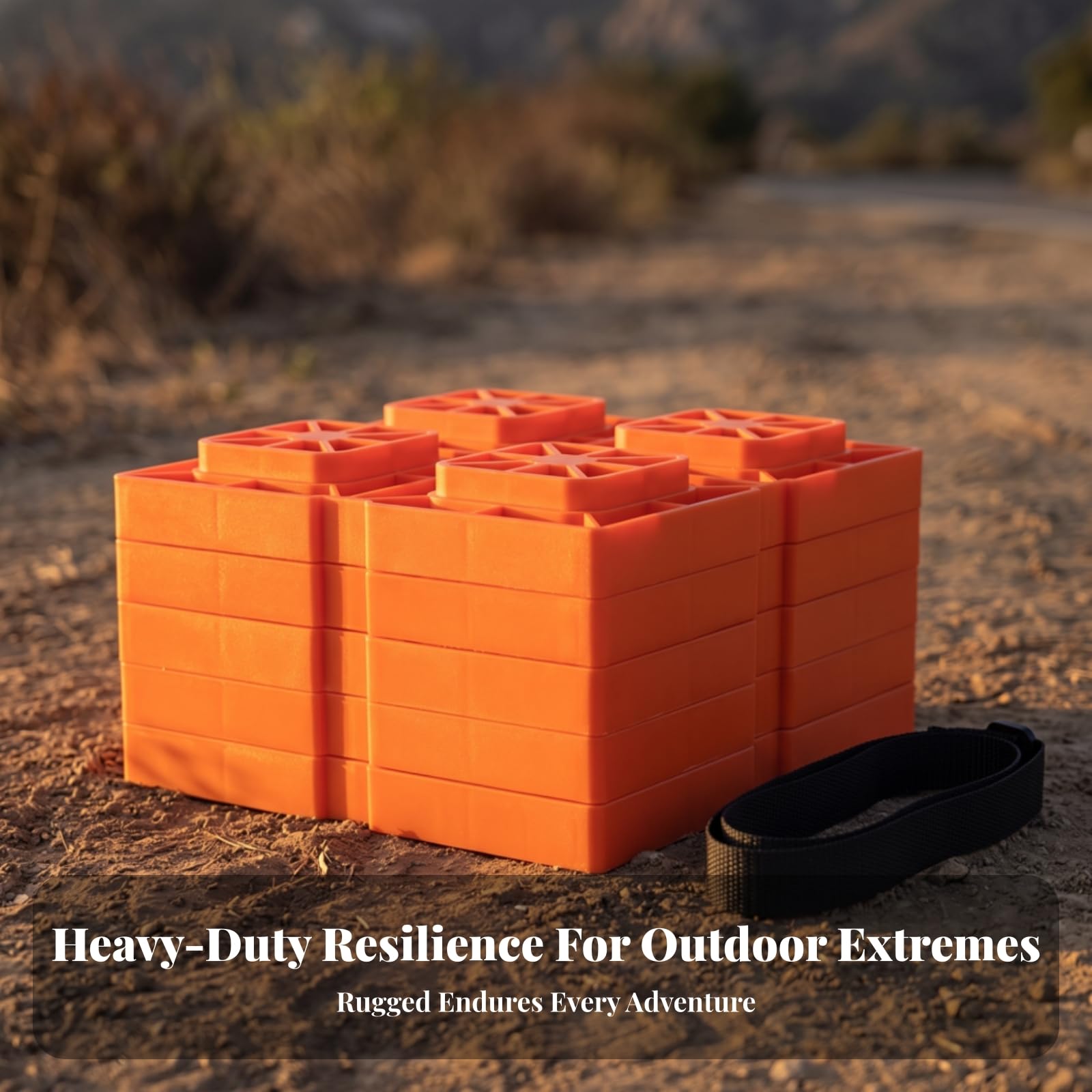 5 Stück hochbelastbar Stufenkeil | Nivelliersystem mit Tragegurt, stabil, Unterlegkeil, für Stellplatz, Wohnmobilisten