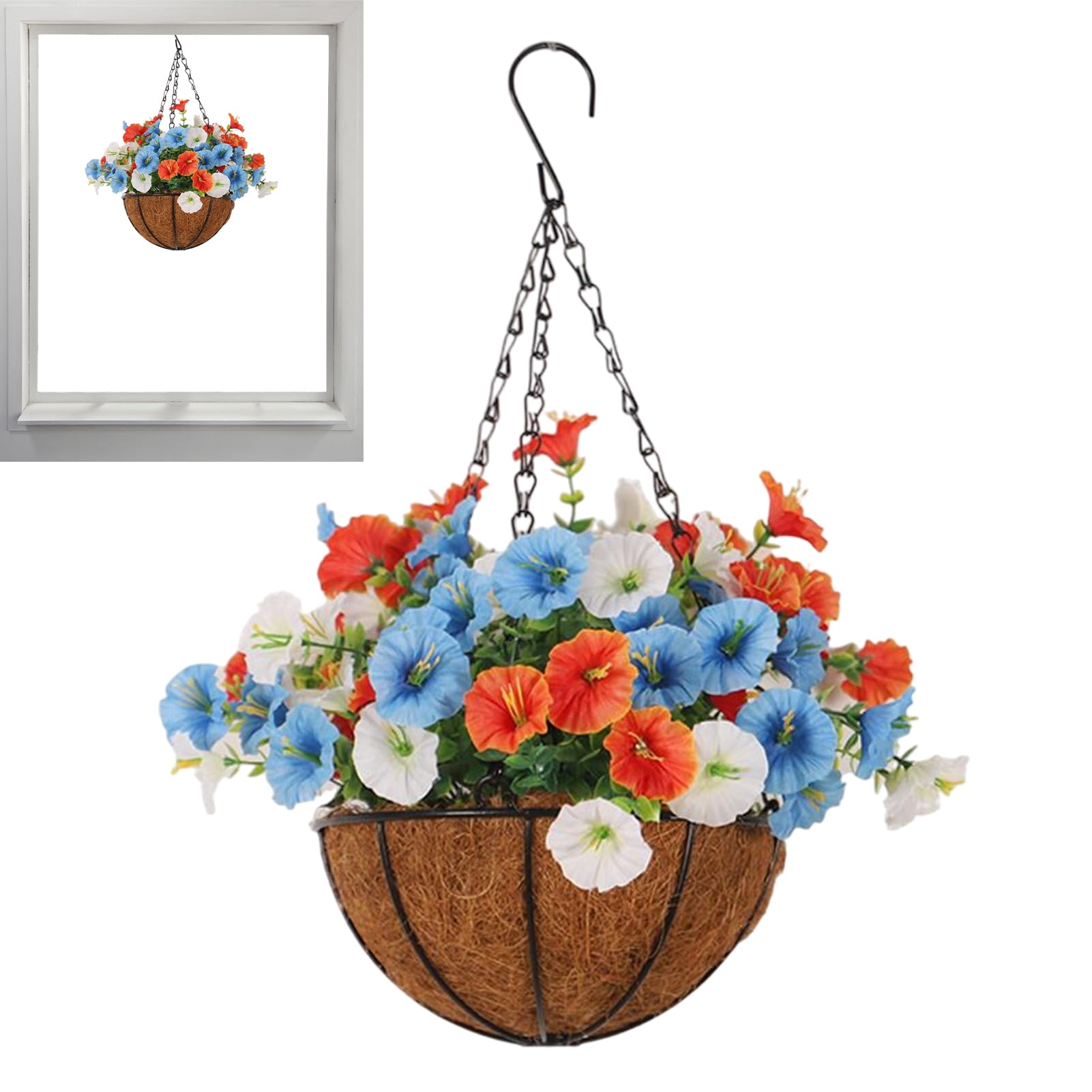 Fleurs artificielles à suspendre durables avec panier déco