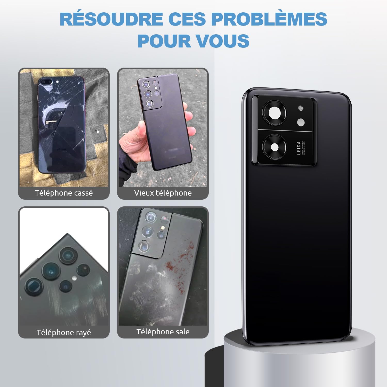 Cache Batterie Arrière Noir Sans Logo Pour Xiaomi 13T Pro - Neuf - Accessoire De Remplacement