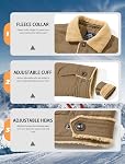 MAGCOMSEN Men's Cotton Jackets Sherpa Trucker Jacket 5 Pockets Cargo Snaps Fleece Jacket Turn-down Collar Winter Coats