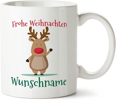 Partycards Personalisierte Weihnachtstasse – Motiv ‚Bär Mit Schal‘, 300ml, Spülmaschinenfest