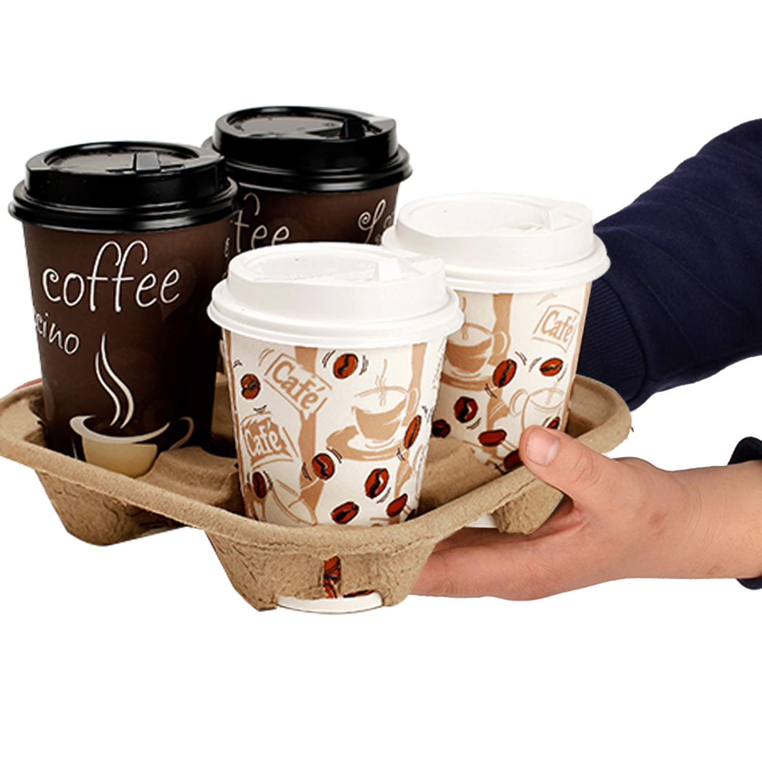 2 Or 4 Cups Coffee Paper Cup Holder Wholesale | Disposable Hot Drinking Takeaway Paper Cup Trays Carrier