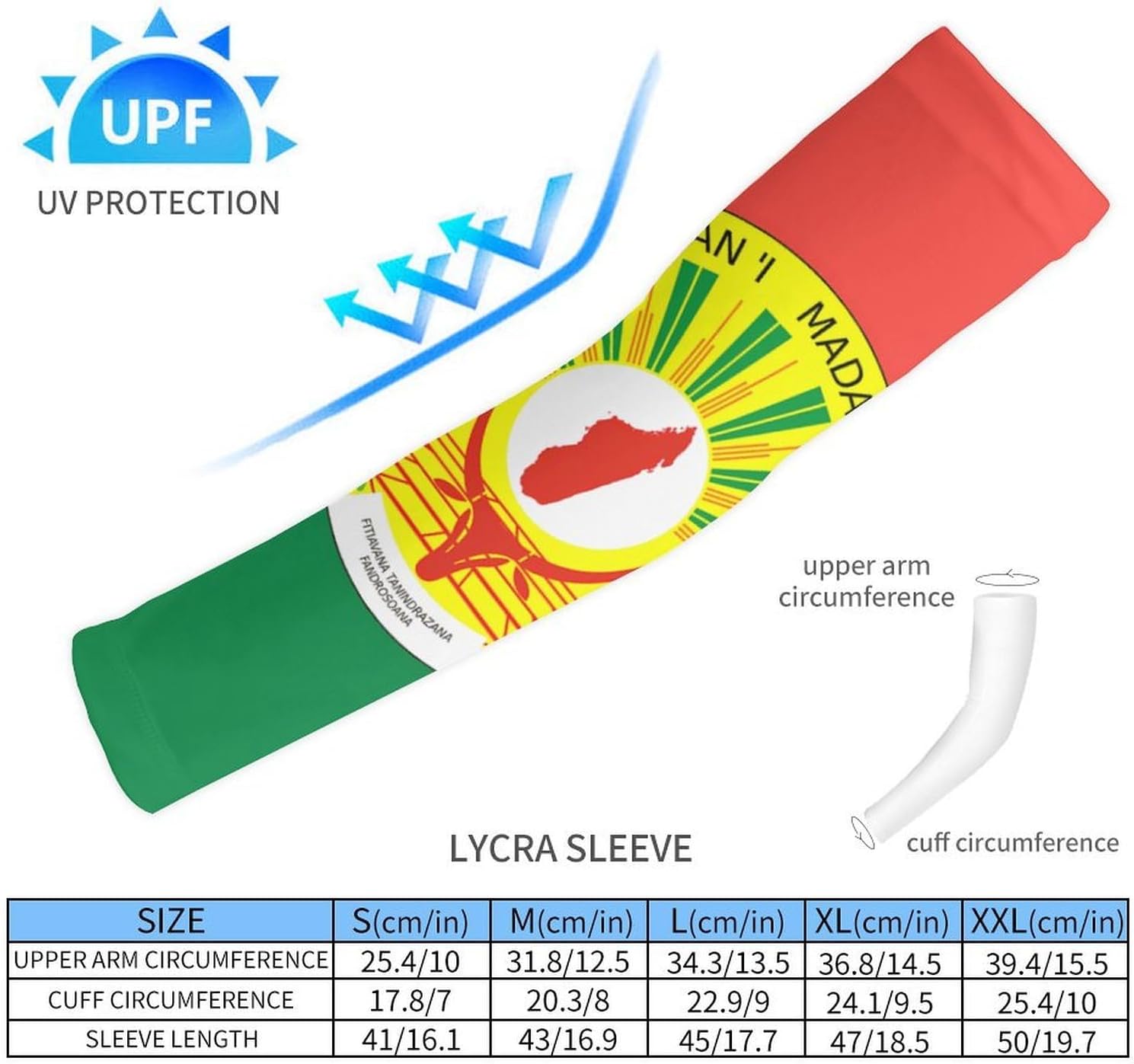 Flag of Madagascar National Emblem Arm Sleeves Cooling Sun Protection Sports Compression for Golf Basketball