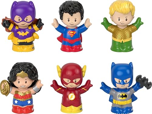 Fisher-Price Little People DC Super Friends Crime-Fighting Figure Set | 6 Toddler Toys, Includes Batman, Superman, The Flash, Aquaman, Wonder Woman, Batgirl, For Ages 18+ Months (Amazon Exclusive)