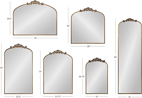 Miniatura 9 de Kate and Laurel Arendahl - Espejo de arco tradicional (24 x 36), color plateado antiguo, para decoración de pared con inspiración barroca
