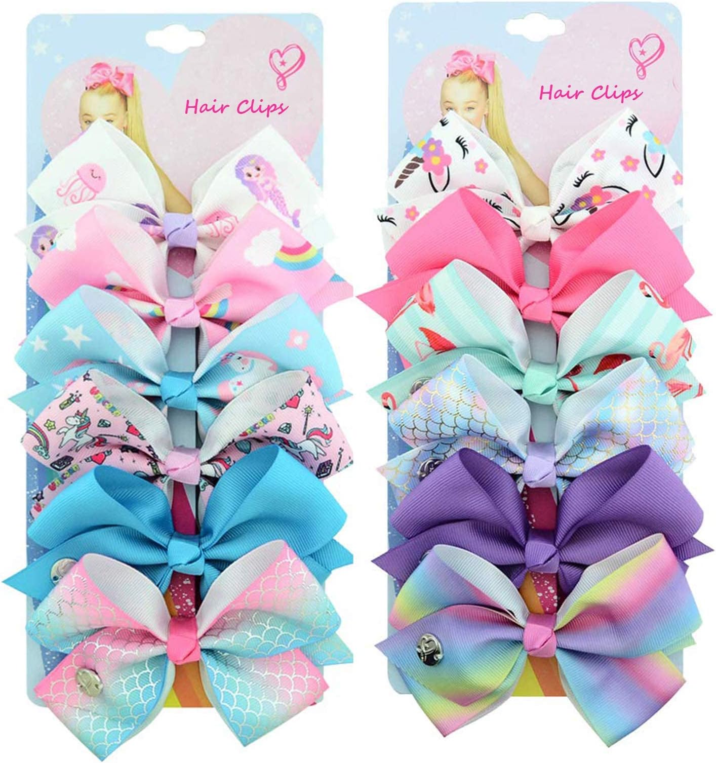 12 Pcs Bows Hairpins, Unicorn Grosgrain Ribbon Hair Barrettes, Bows Toddler Girls Hair Bow Clips, Suitable for Toddler Teens Kids Girls Birthday Gift Holiday Present