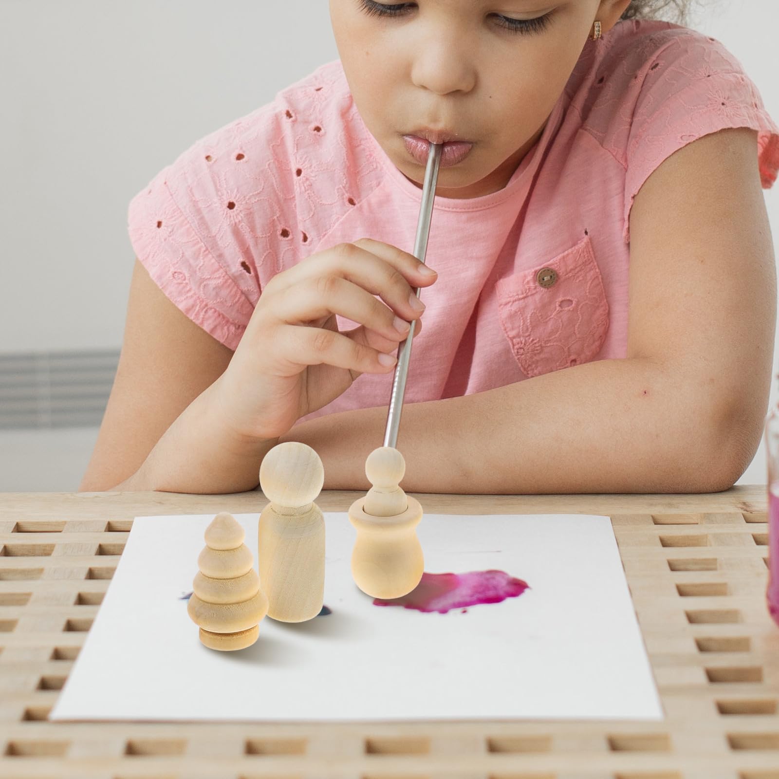 PACKOVE Juego de Muñecas de Madera sin Terminar para Manualidades Diy, Adorno de Madera para Pintar, Kit Creativo de Figuras Pequeñas Naturales para Decoración de Escritorio y
