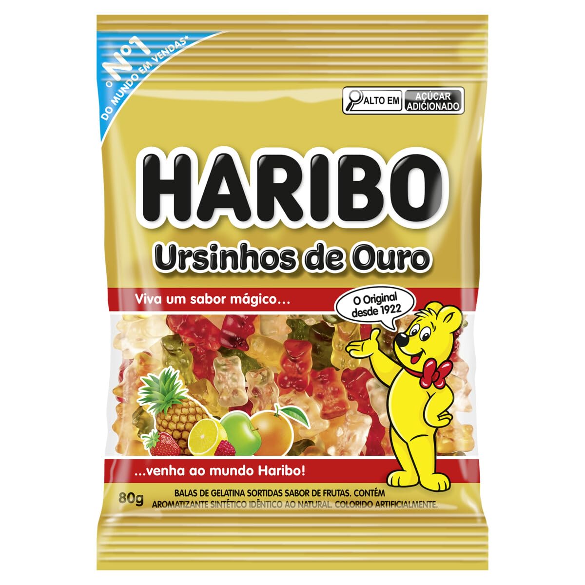 HARIBO Bala De Gelatina Frutas Ursinhos De Ouro Haribo Pacote 80G