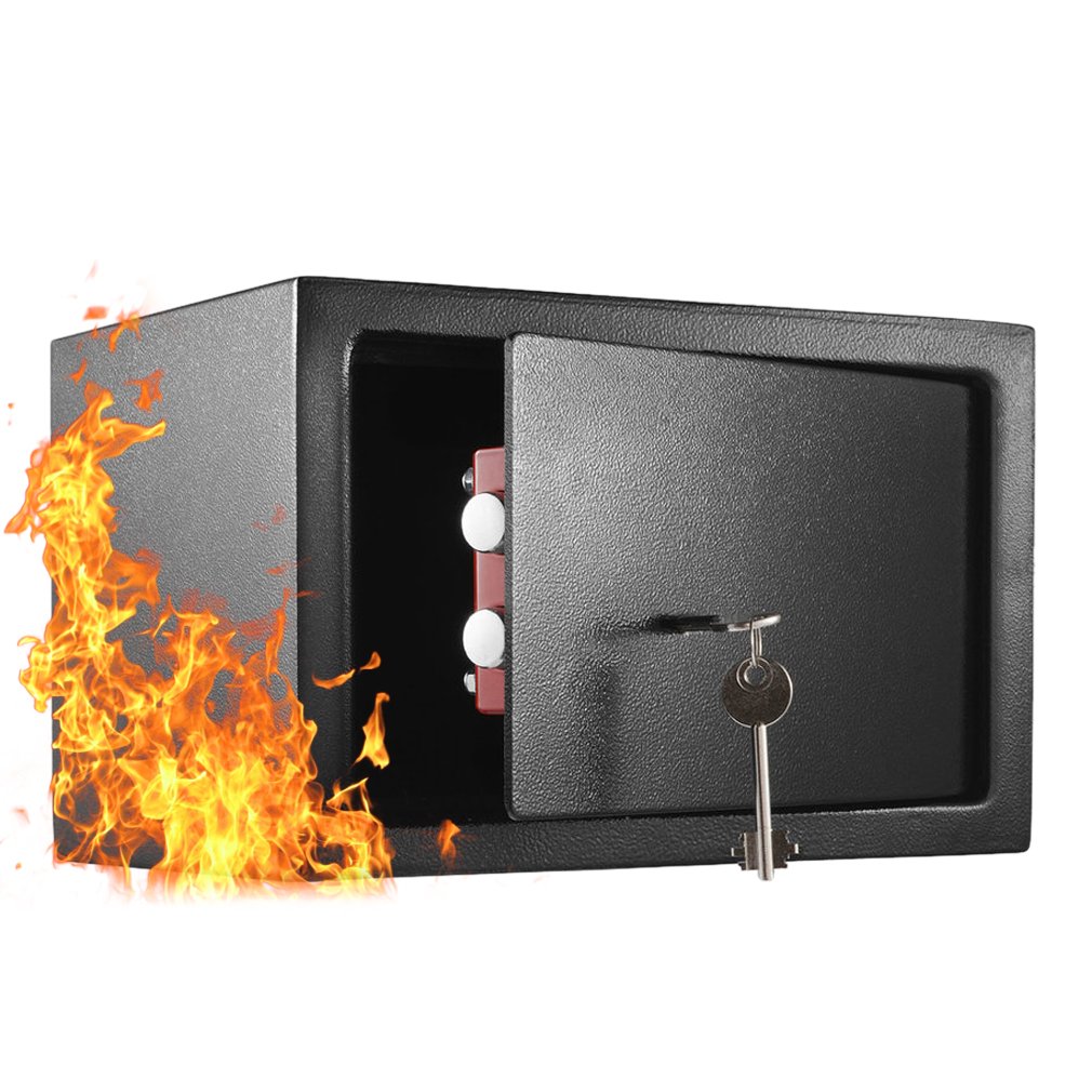 Small Steel Security Safe,Key Lock Indoor Safe Box Fireproof, Gun Safe, Hard Safe for Cash,Deposit,Jewelry,File,Document,and Gun,Safe Equipment for School,Hotel,Office,Home and Store