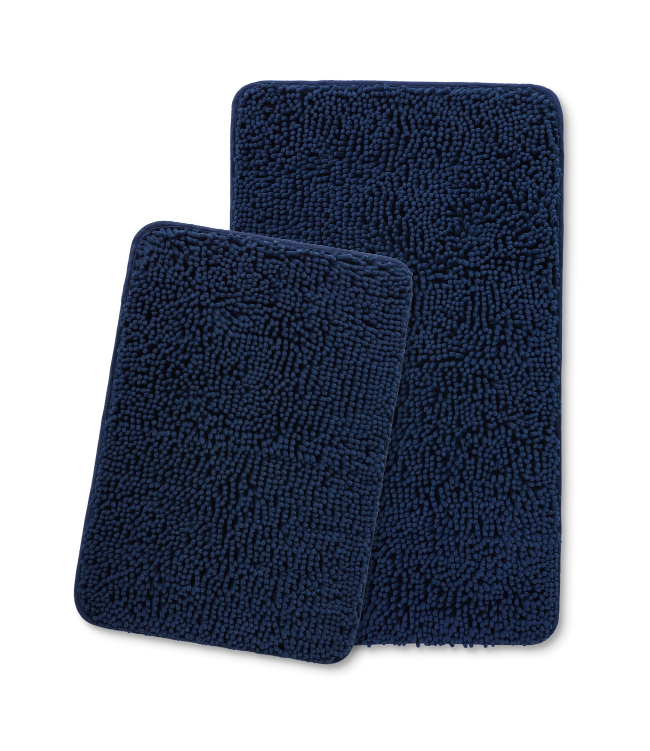 Yeaban Navy Blue Bathroom Rugs Set 2 Piece(20" x 32" and 17" x 24"), Thick Chenille Bath Mats | Absorbent and Washable Bath Rug Non-Slip, Plush and