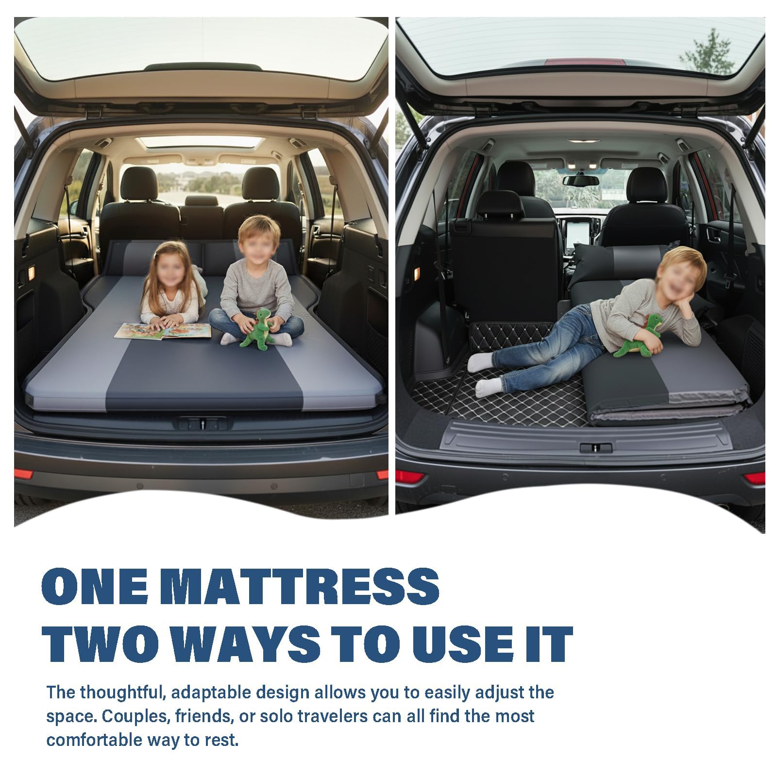 Materasso Gonfiabile Auto, per Volvo XC90 XC70 XC60 XC40 V90 V70 V60 V40 Ultra Comodo Portatile Letto Gonfiabile Auto All'aperto Letto a Pelo per Viaggi/Camping/Casa,Black And Gray
