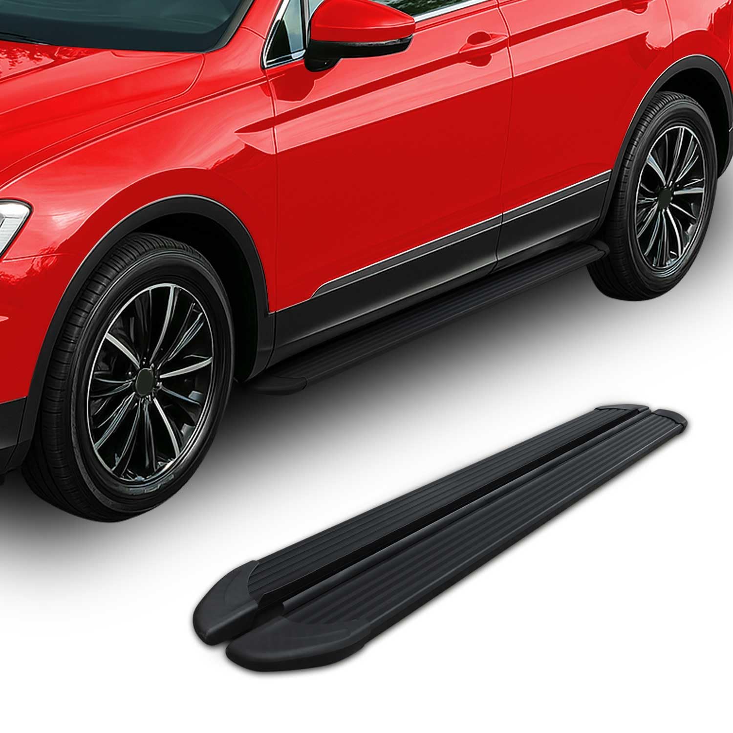 Marchepieds Latéraux pour VW T6 T6.1 Transporter 2015-24 Noir Aluminium L1 Court