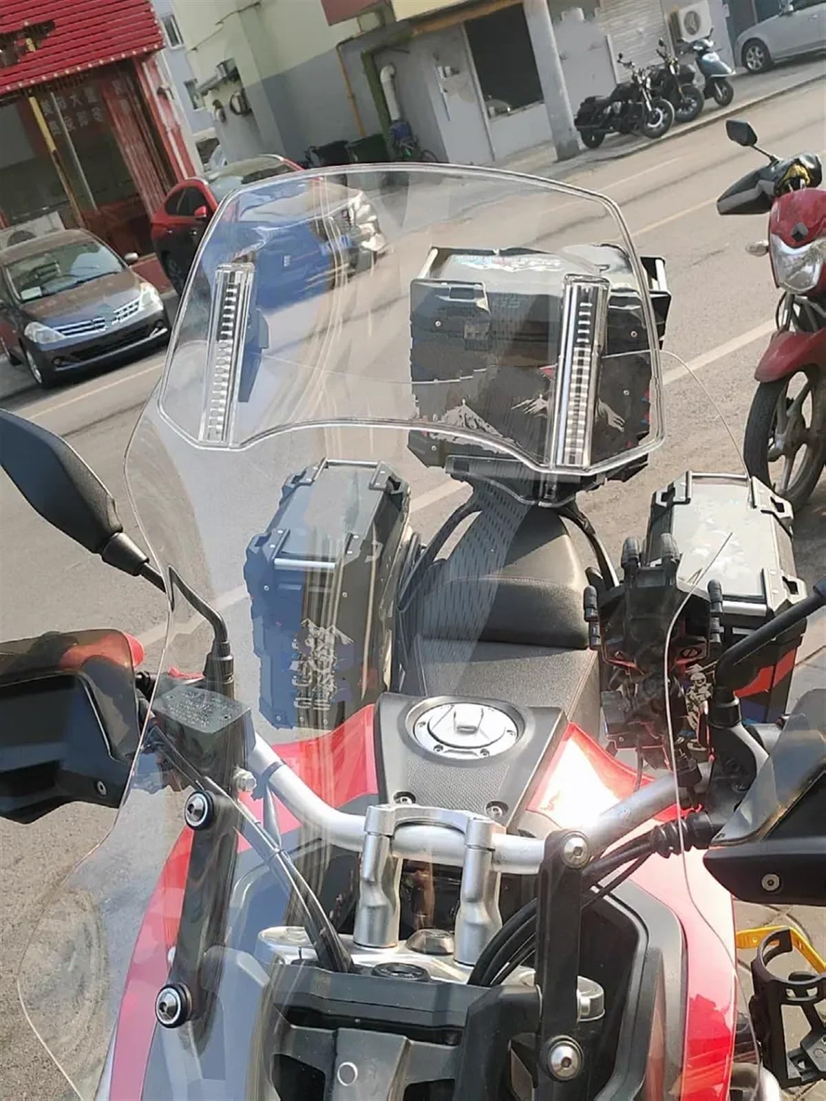Motorfiets Windscherm Universele Motorfiets Windscherm Verlengstuk Verstelbare Spoiler Klem-Op Windscherm Deflector Motorvoorruit Verstelbare(Small Smoke