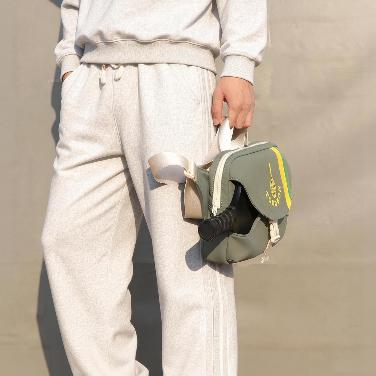 Tourbon Sac de pickleball en nylon imperméable avec porte-pagaie de pickleball et poches zippées