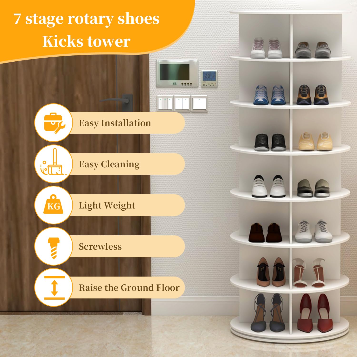 360° draaibaar schoenenrek, hoekschoenenplank, ronde schoenenkast met meerdere niveaus, ruimtebesparend, voor entree, gangkast, geschikt voor maximaal 15-16 paar, 1 stuk (Kleur: PVC 360° draaibaar schoenenrek, hoekschoenenplank, ronde schoenenkast met meerdere niveaus, ruimtebesparend, voor entree, gangkast, geschikt voor maximaal 15-16 paar, 1 stuk (Kleur: PVC
