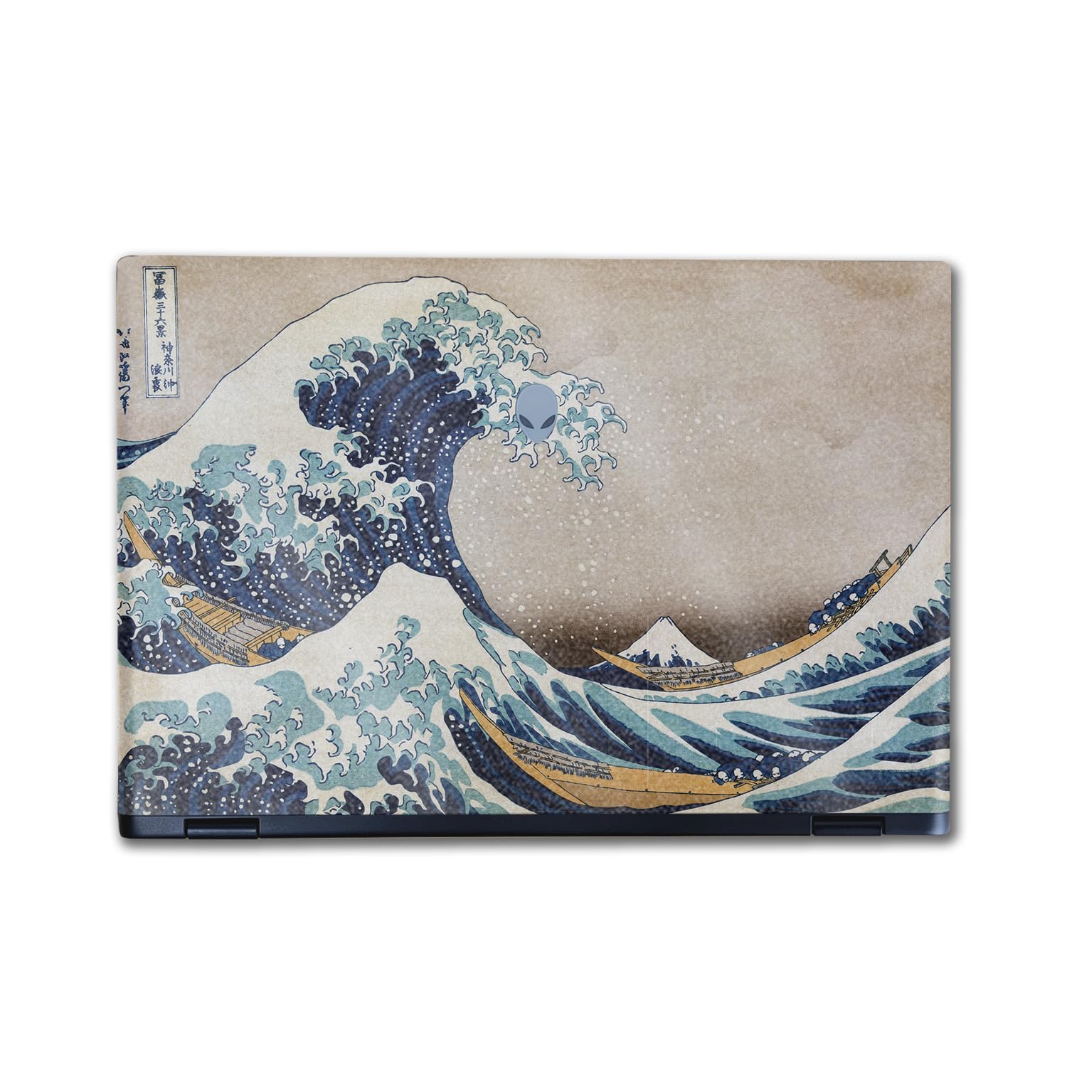 Glossy Glitter Laptop Skin Compatible with Alienware M16 R2 (2024) - Great Wave of Kanagawa - Premium 3M Vinyl Protective Wrap Decal Cover - Easy to Apply | Crafted in The USA by MightySkins