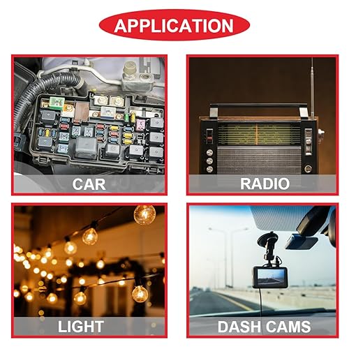 Miniatura 15 de 15 fusibles de 0.197 x 0.787 in tipo tornillo en línea con cable rojo de 16 AWG + 60 fusibles de tubo de vidrio de soplado rápido 250V 1A, 3A, 5A