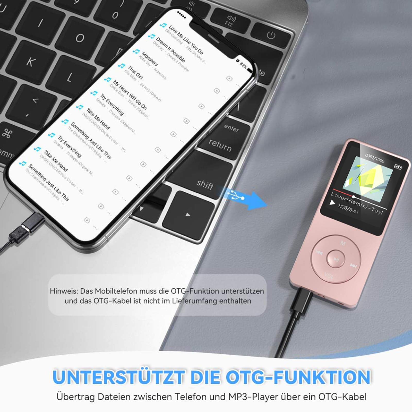 AGPTEK 64Go MP3 Bluetooth avec Écouteurs, Noir