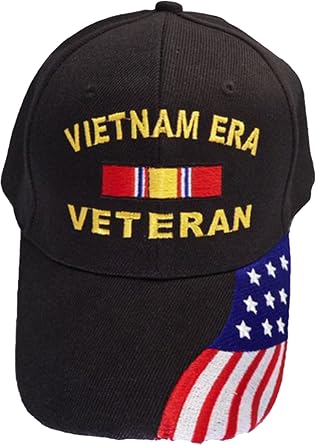 Vietnam ERA Veteran Baseball Cap American Flag Bill Mens Black
