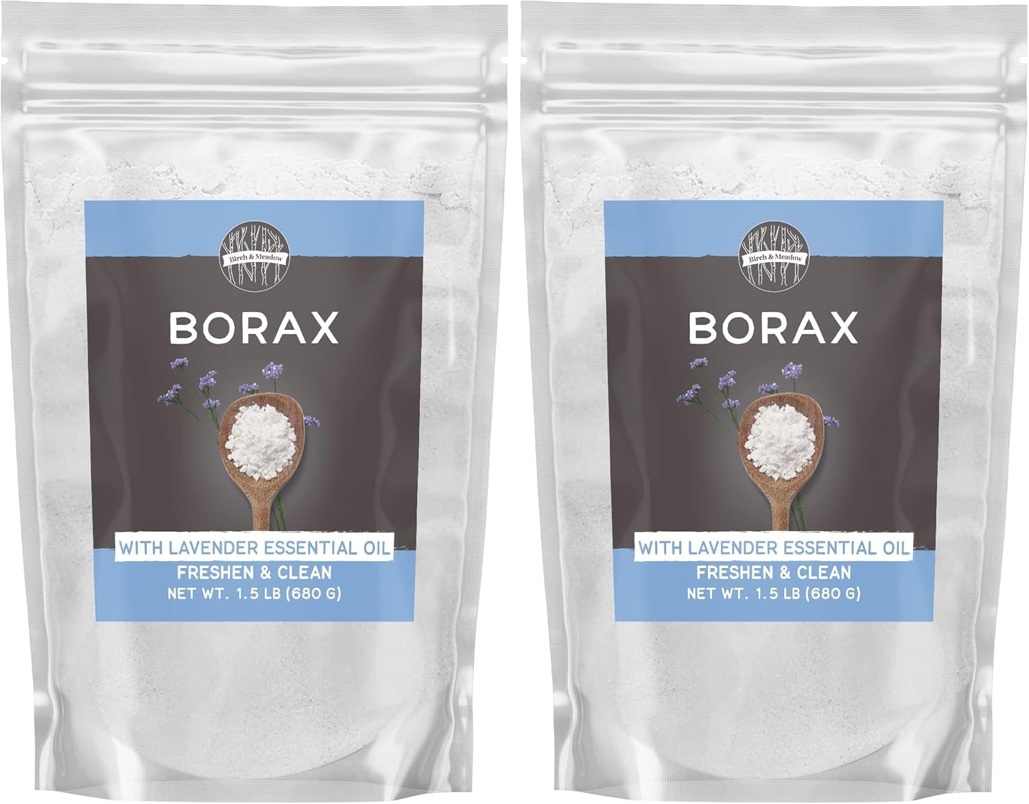 BIRCH & MEADOW Borax with Eucalyptus Essential Oil, 1.5 lb, Fresh Scent, Cleaning & Laundry (Pack of 2)