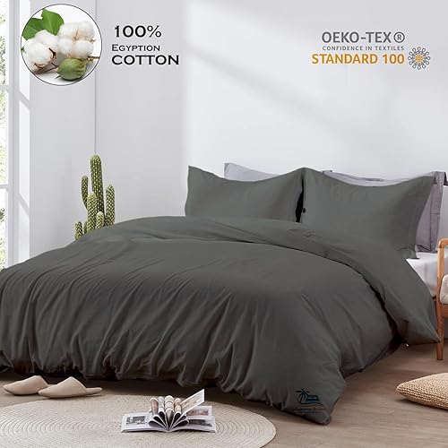 Miniatura 2 de Hotel Luxury - Juego de funda de edredón de 3 piezas de algodón egipcio de fibra larga de 800 hilos, tamaño King XL, 116 x 98 pulgadas, cierre de