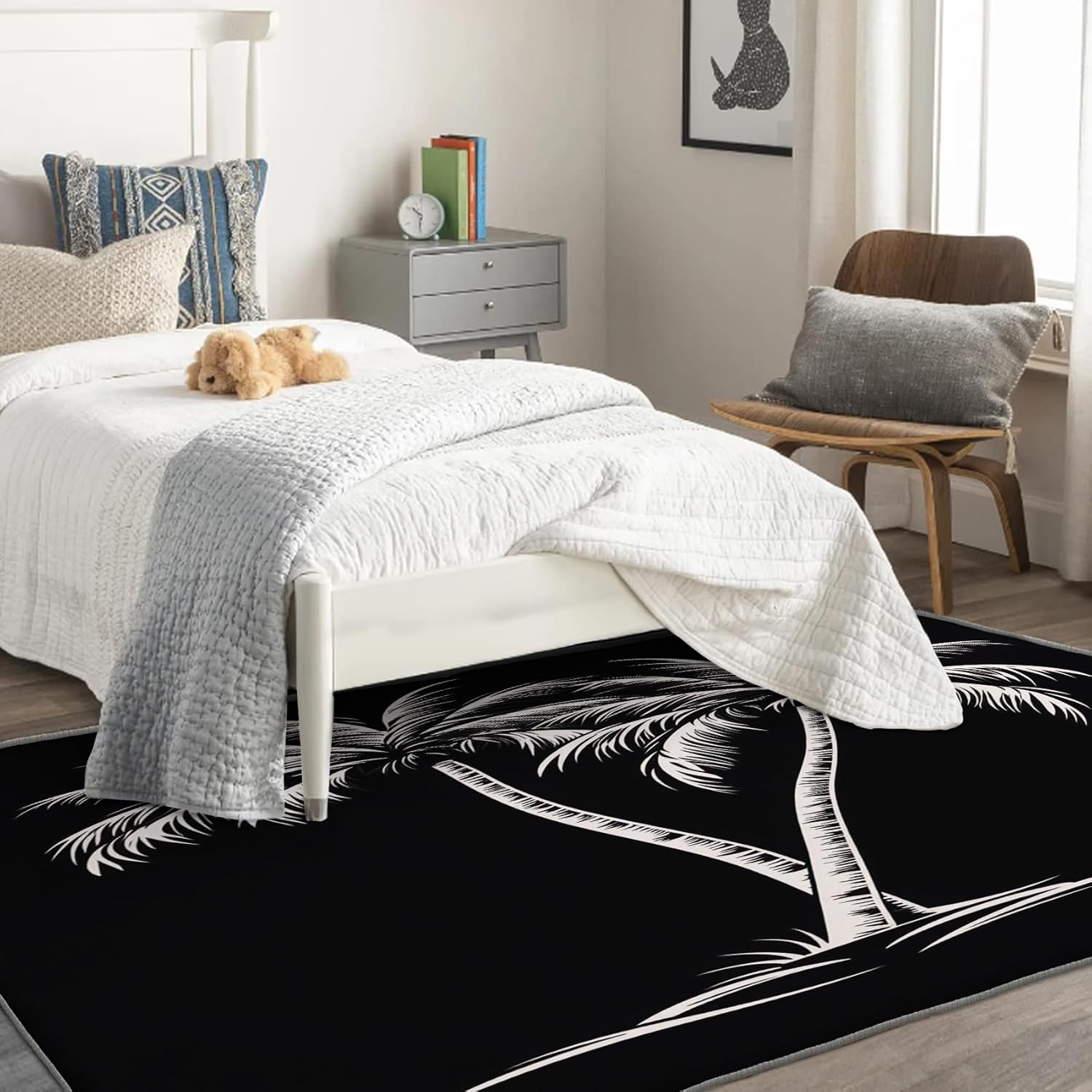 Generic Palm Tree Area Rugs for Bedroom Living Room - 2x3 ft - Black and White Carpet for Home Decor - Tree Patterned Decorative Indoor Small Rug - Washable & Soft & Non Slip & Low Pile (ZF&7852)