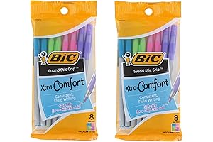 BIC Round Stic Grip Xtra Comfort Fashion Pastel Ballpoint Pens