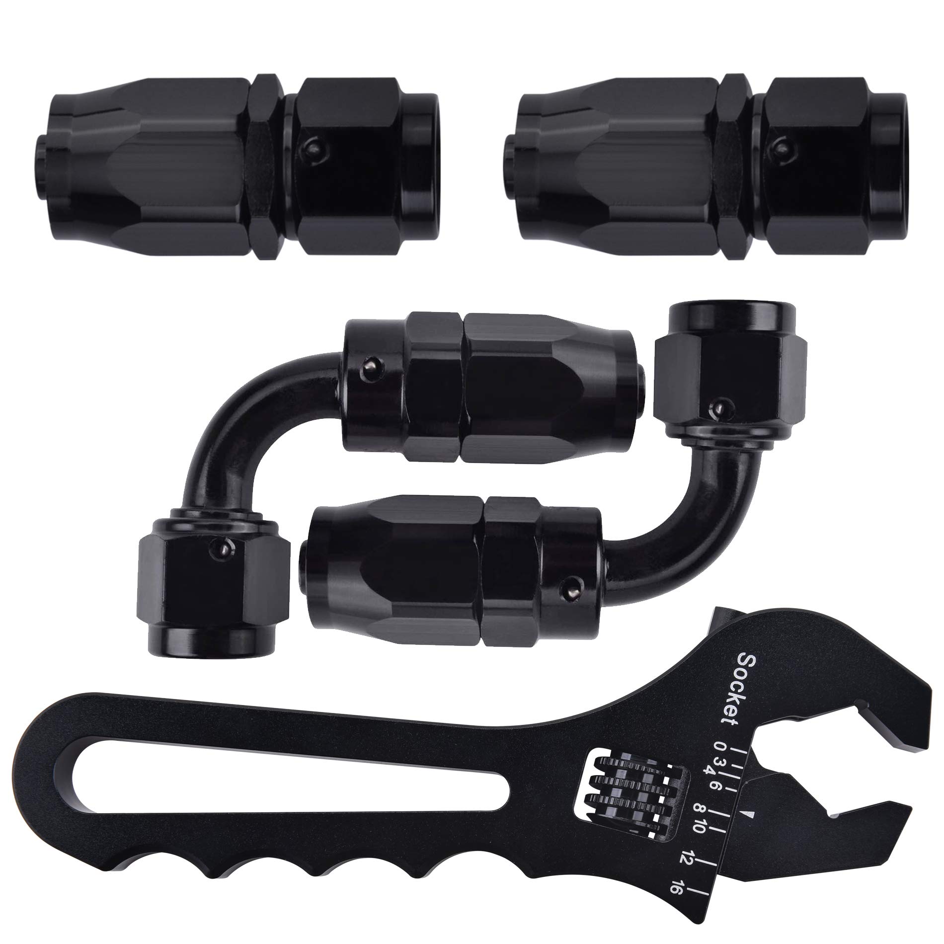 EVIL ENERGY 8AN Straight 90 Degree Swivel Hose End Fitting for Braided Fuel Line Bundle with AN Hose
