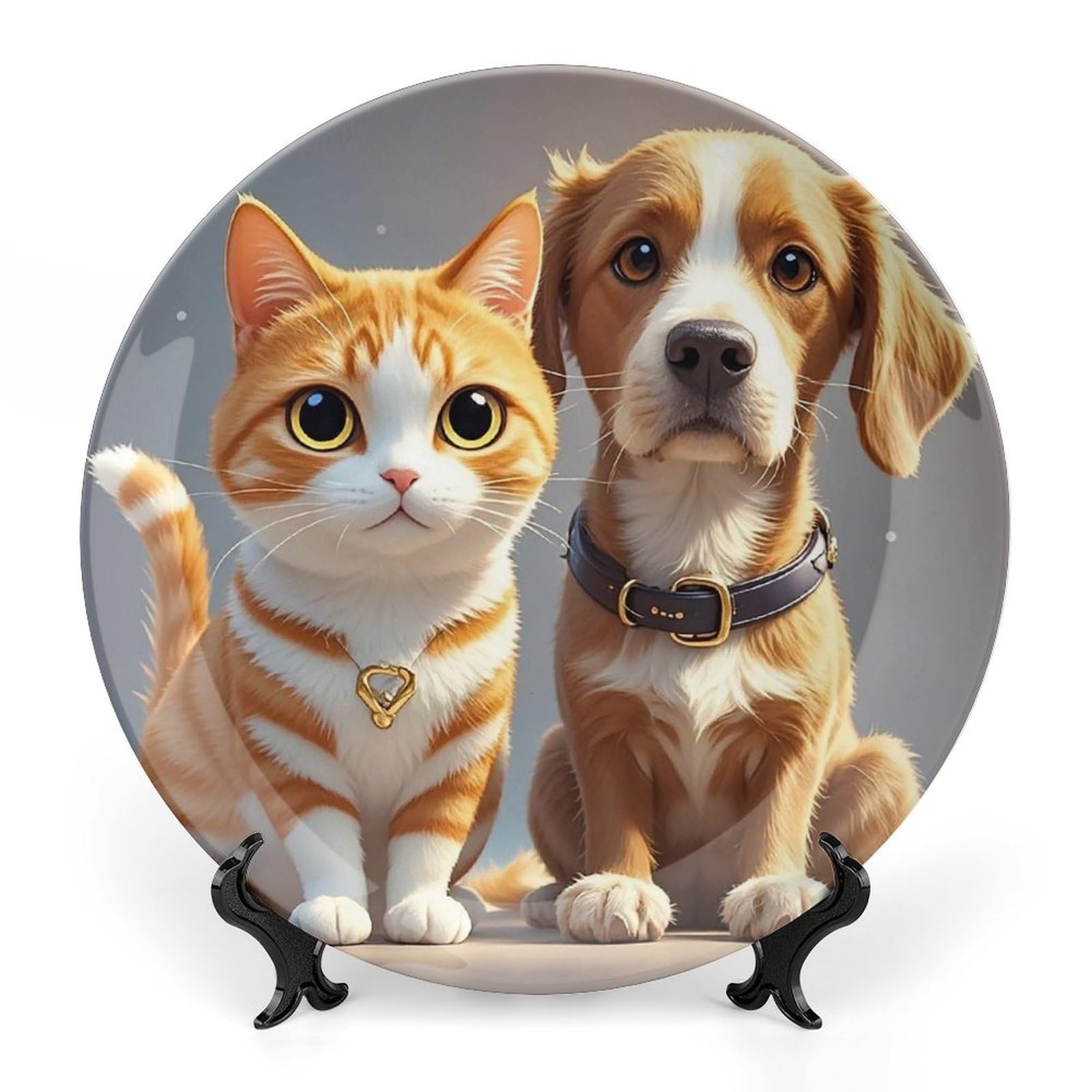 Assiette décorative personnalisée en porcelaine fine avec support