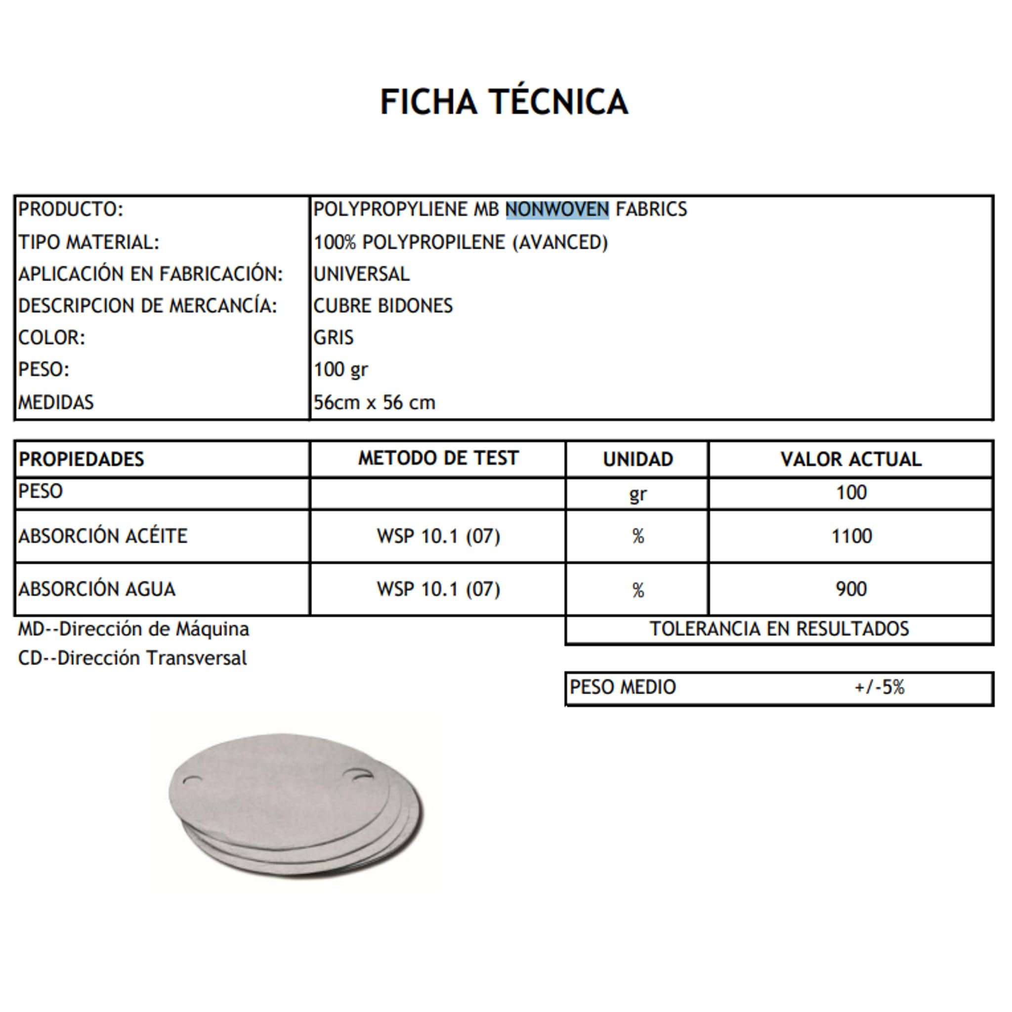 Bricoloco Tappetino copri taniche assorbente per umidità di acqua, olio e benzina. Taniche fino a 220 litri | Assorbitore industriale a triplo strato antipelucchi per liquidi. Ø 55 cm. (1)