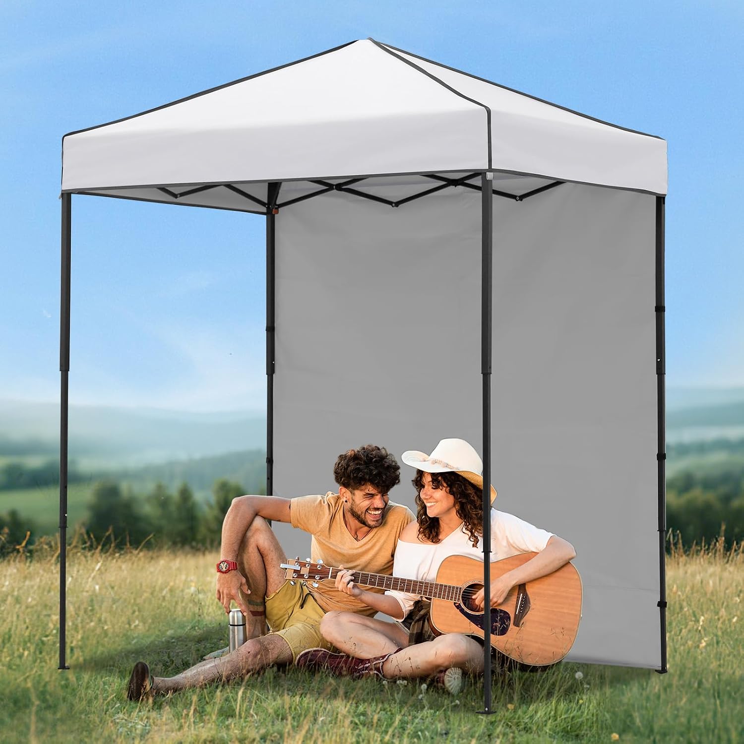 COOS BAY 6x4 Pop Up Canopy Tent with Removable Side Wall, Easy Setup Lightweight Portable Sun Shelter for Beach, Camping & Small Spaces, White